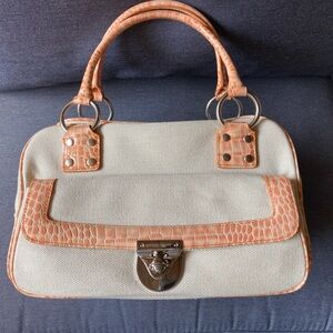 Cream with Orange Trim Women's Handbag
